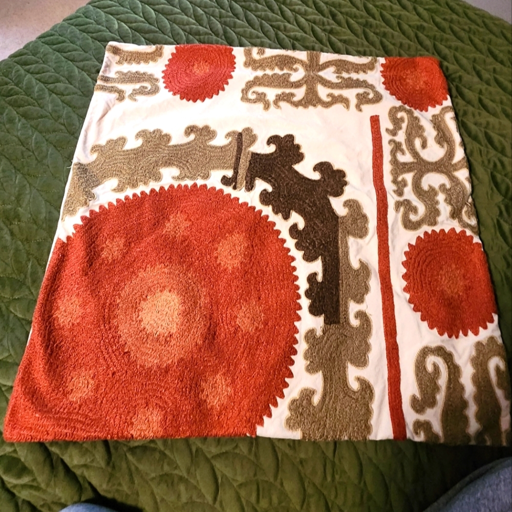 Pottery Barn Suzani Crewel 30 inch embroidered pillow sham VINTAGE